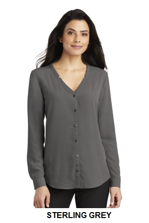 Port Authority ® Ladies Long Sleeve Button-Front Blouse.  PORT A.  LW700